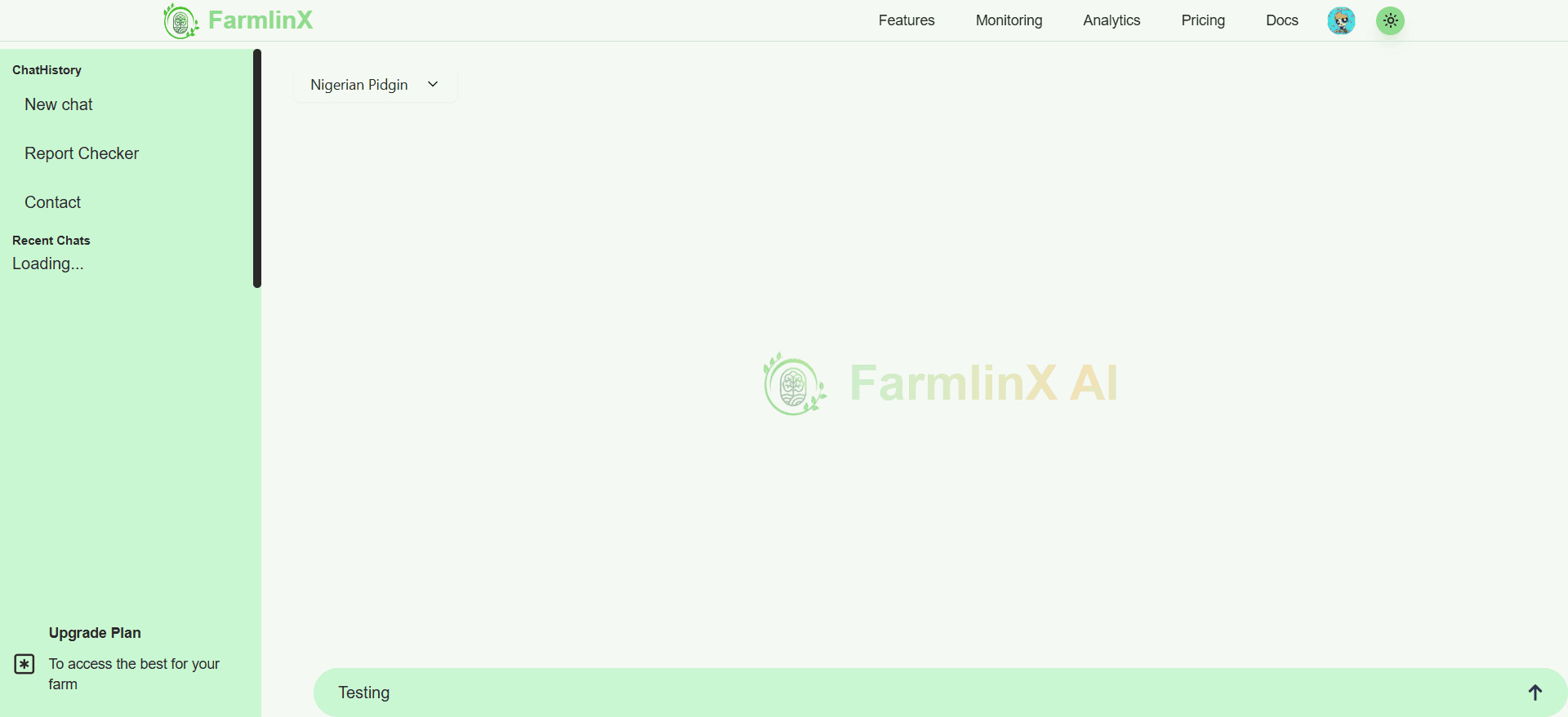 Farmlinx AI Dashboard screenshot 2