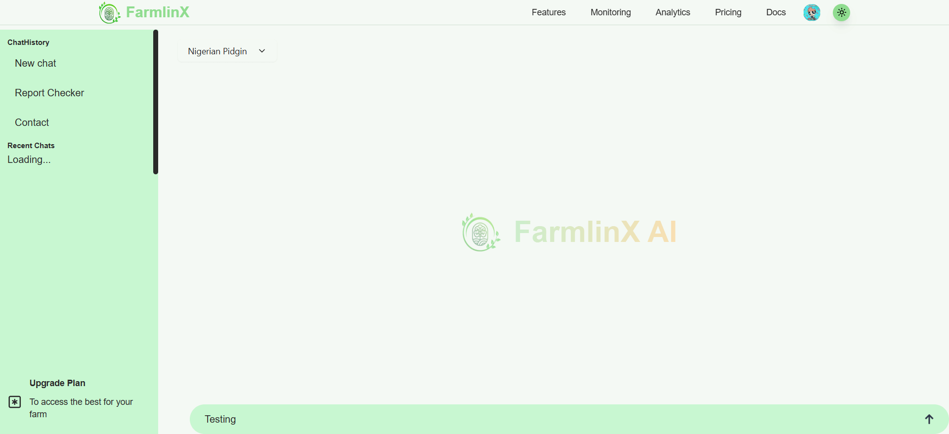 Farmlinx AI Dashboard screenshot 2
